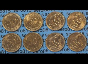 50 Pfennig complete set year 1968 all Mintmarks (D,F,G,J) Jäger Nr. 424 (414