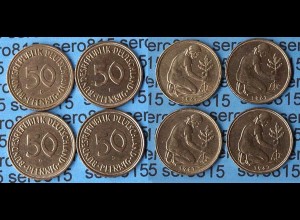 50 Pfennig complete set year 1967 all Mintmarks (D,F,G,J) Jäger Nr. 424 (413