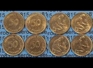 50 Pfennig complete set year 1966 all Mintmarks (D,F,G,J) Jäger Nr. 424 (412