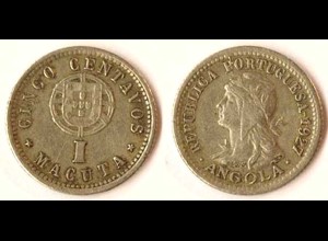Portugiesisch Angola 1 Makuta Münze 1927 KM 66 (077