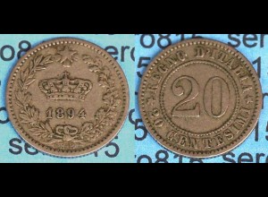 ITALIEN - ITALY 20 Centesimi Münze 1894 Umberto I. 1878-1900 (492