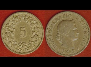 Schweiz - Switzerland 5 Rappen Münze 1882 (559