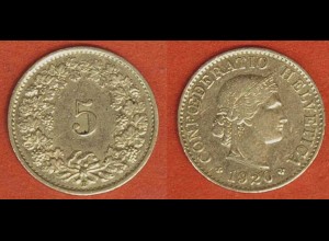 Schweiz - Switzerland 5 Rappen Münze 1920 (565