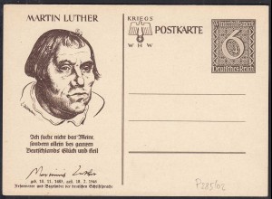 Deutsches Reich WHW Ganzsache P 285/02 ungebr. 1939 Martin Luther (32721