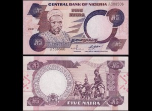 NIGERIA - 5 NAIRA Banknote PICK 24g 2002 UNC sig. 11 ( 14522