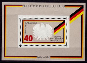 GERMANY S/SHEET 1974 25 Yaer REPUBLIC Bl.10 MNH ** (6755