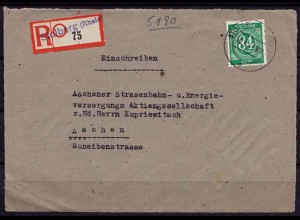 Stolberg E-Brief prov.R-Zettel 1947 nur Vorderseite (7582