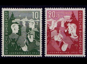 GERMANY BRD Mi. 153/54 Charity Stamp Jugend 1952 MNH ** (7654