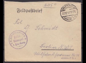 Offenbach - Berlin Feldpost 1.WK 1. Ers. Kompanie 1917 (8777