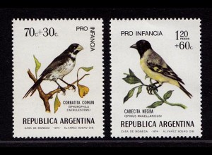 Argentinien Argentina 1171-72 ** MNH Vögel Birds Wildlife 1974 (9022