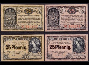 Rheinland - Geldern Kr. Kleve 2 x 25 Pfg. Gutschein/Notgeld 1921 (cb054