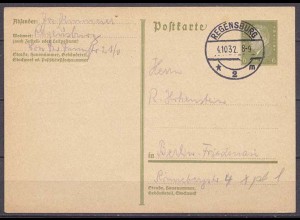 Regensburg nach Berlin-Friedenau Ganzsache 1932 (10300