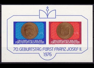 LIECHTENSTEIN 1976 Block 10 Geburtstag Fürst Franz Josef II. postfrisch (10983