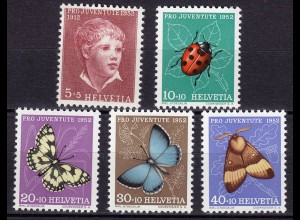 Schweiz - Switzerland Mi. 575-579 ** Pro Juventute 1952 Insekten Schmetterlinge