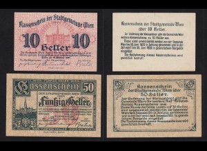 Österreich - Austria 10 + 50 Heller Wien 1920 Notgeld (16530