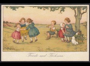 AK Kunst Postkarte Friede und Frohsinn Kinder (17493