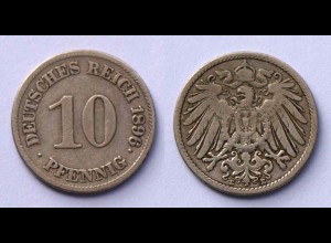 10 Pfennig 1896 E Deutsches Kaiserreich Empire Jäger Nr. 13 (17719