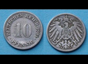 10 Pfennig 1893 F Deutsches Kaiserreich Empire Jäger Nr. 13 (17724