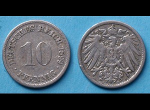 10 Pfennig 1899 D Deutsches Kaiserreich Empire Jäger Nr. 13 (17742