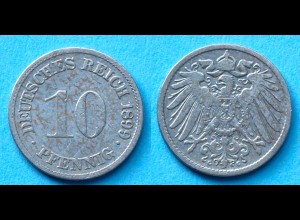 10 Pfennig 1899 G Deutsches Kaiserreich Empire Jäger Nr. 13 (17746