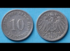 10 Pfennig 1901 J Deutsches Kaiserreich Empire Jäger Nr. 13 (17749
