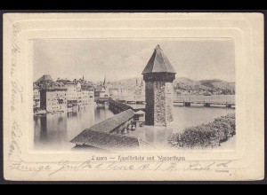 AK Luzern Kapellblücke und Wasserthurm 1916 (12264