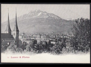 AK Luzern Pilatus Kirche Alpen Gesamtansicht Schweiz (12477