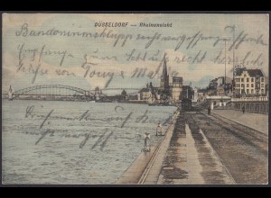 AK Düsseldorf Rheinansicht Brücke 1903 (12508