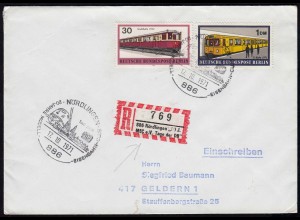 Nördlingen 1971 Sonder R-Zettel auf Brief Tag der Eisenbahn (17510