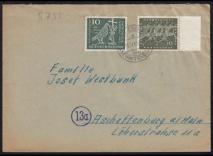 Eschau über Aschaffenburg Überstempel Landpost 1960 (17511
