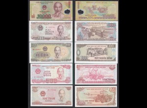 Vietnam 200 - 10.000 Dong 5 Banknoten UNC (1) (17886