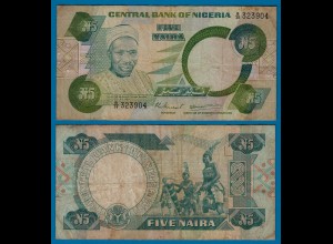 Nigeria 5 Naira Banknote 1979-1984 Pick 20a sig.4 F/VF (18182