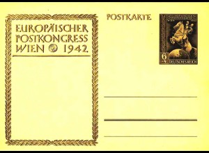 3.Reich WW2 Ganzsache P294a Europa Postkongress 1942 * (0259