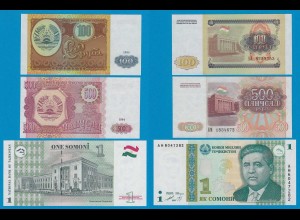 TADSCHIKISTAN - TAJIKISTAN 1, 100, 500 Rubels 1994/1999 (18255