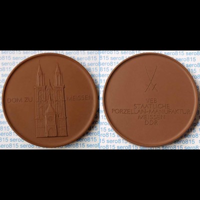 Meissen Porzellan/Steinzeug Medaille 62 mm Dom zu Meissen (n400
