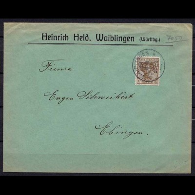 Waiblingen Brief nach Ebingen Württemberg Reklame Held (b318