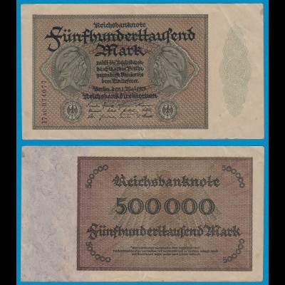 Reichsbanknote 500.000 500000 Mark 1923 Rosenberg 82f VF (18942