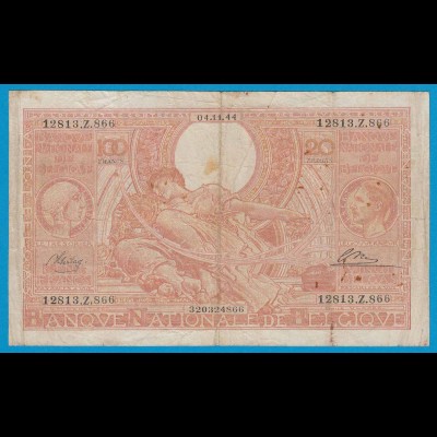 Belgien - Belgium 100 Francs = 20 Belgas 1944 Pick 113 F (19074
