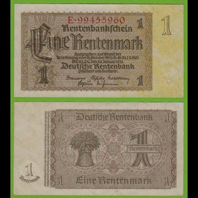 Rentenbankschein Deutsches Reich 1 Rentenmark 1937 Ros 166b UNC (19464