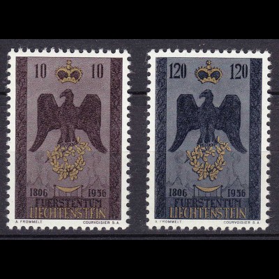 Liechtenstein Mi. 346-347 postfrisch souveränes Fürstentum 1956 (11305