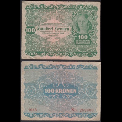 Österreich - Austria 100 Kronen 1922 Pick 77 F (4) (19819