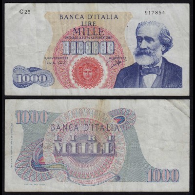 Italien - Italy 1000 Lire Banknote 1964 Pick 96c - F (20181