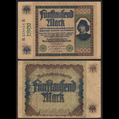 Reichsbanknote - 5000 5.000 Mark 1922 Ros. 76 - Pick 77 B 258818 B (20412