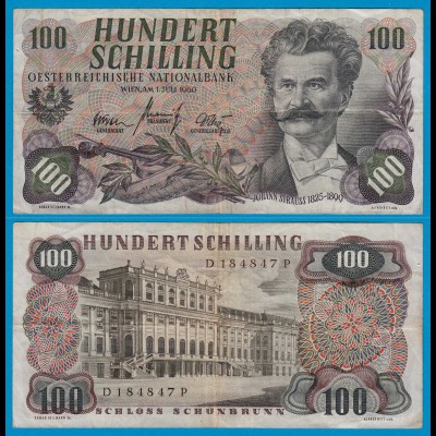 Österreich - Austria 100 Schilling Banknote 1960 (1961) etwa VF (3) Pick 138