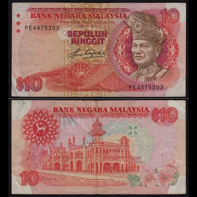 Malaysia 10 Ringgit Banknote 1983/84 Pick 21 F/VF (3/4) (21536