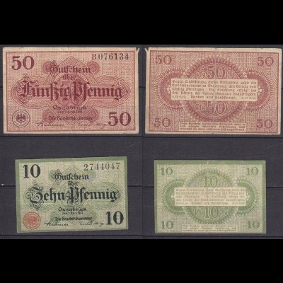 Niedersachsen - Osnabrück 10 + 50 Pfennig Notgeld 1917 + 1921 (10648