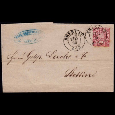 NDP 1870 1 Groschen Umschlag von Breslau nach Stettin (22992