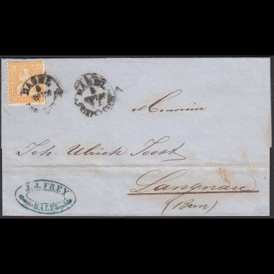 Schweiz 1863 Umschlag 20 R.Sitzende Helvetia Basel - Langenau (23721