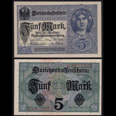 Darlehenskassenschein 5 Mark 1917 Reichsschuldenverwaltung aUNC (1-) Ro.54a 