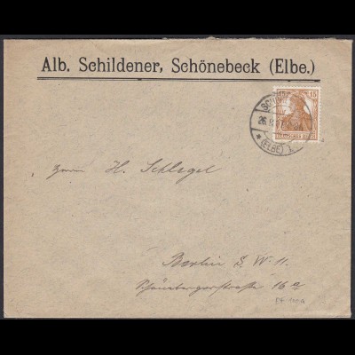 Reklame Brief Schönebeck DR Mi. 100a gepr. Infla EF (20452